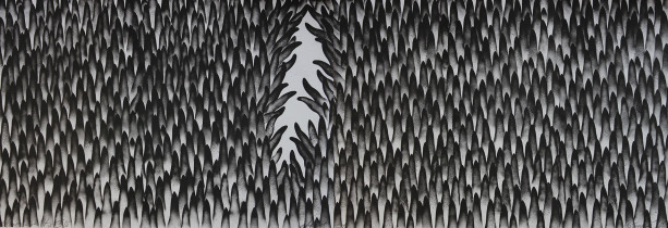 Marcin Hajewski, z cyklu Blizna osobista, Blizna osobista II, offset, 200 x 70cm, 2015