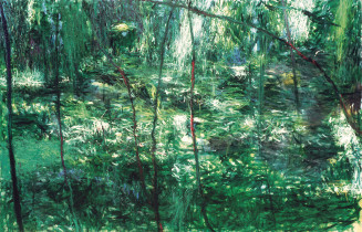 Z cyklu: "Pieśni drzew - poprzez gałęzie", 1995, olej, 135 x 210 cm