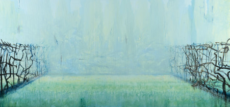 Z cyklu: "Introspekcje", 2019, olej, 110 x 235 cm