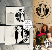 Opracowanie graficzne wzoru i kalki sitodrukowej, sygnatur oraz opakowań na patery ceramiczne na podstawie wzoru Eryki Trzewik Drost.