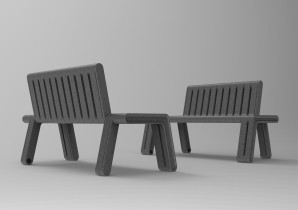 Projekt modułowych mebli miejskich - ławka