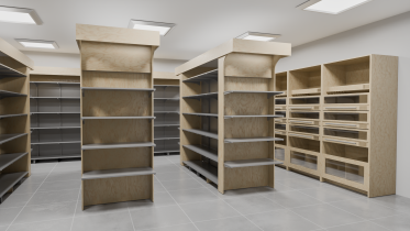 Projekt systemu mebli do wyposażenia sklep&oacute;w spożywczych, producent: Lakor Białystok