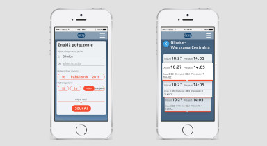 Redesign wyszukiwarki PKP — mobile, , Kacper Blajer i Magdalena Habarta