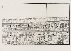 "Pejzaż z kominem", linoryt, 1967