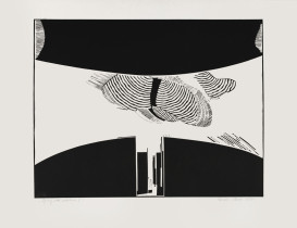 "Dymy nad miastem", linoryt, 1983