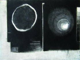 Szymon Prandzioch, Rozpoznanie, mezzotinta, 10x7,5, 2008