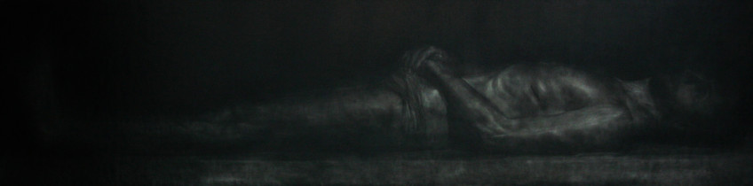 Szymon Prandzioch, Predella, mezzotinta, 199x49, 2015