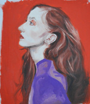 Kamil Maśnica (III rok/M), Portret Moniki, olej na płótnie, 35 x 28 cm,  2020