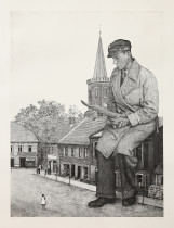 Paulina Bobak, "Nieobecni III", akwaforta/kaszerunek, 50x66,5cm