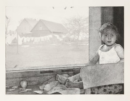 Paulina Bobak, "Nieobecni IV", akwaforta/kaszerunek, 50x66,5cm