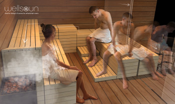 Projekt wnętrza sauny dla os&oacute;b korzystających z w&oacute;zka inwalidzkiego / Paula Smolka