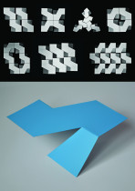 metody kombinatoryki w projekcie elementu powtarzalnego, modele tekturowe, model z blachy malowanej proszkowo