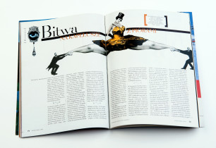 „Bitwa na kapelusze z piórami” Ilustracja w magazynie „Foyer” nr 1, 2004 r.